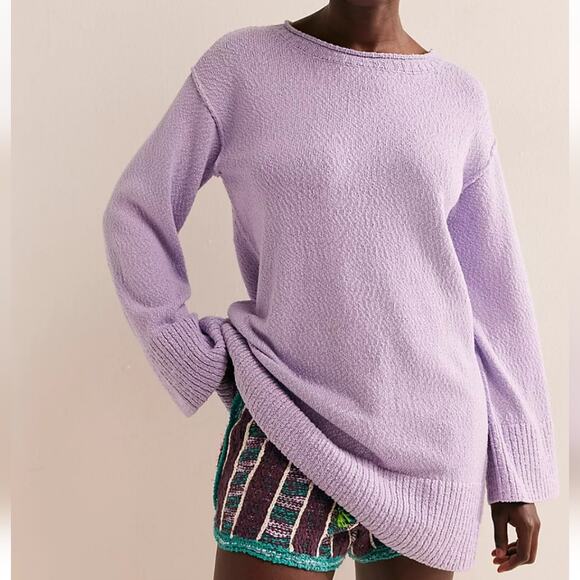 Free People FP Beach NEW Melanie Pastel Purple Oversized Slouchy Sweater Tunic S - Picture 12 of 16